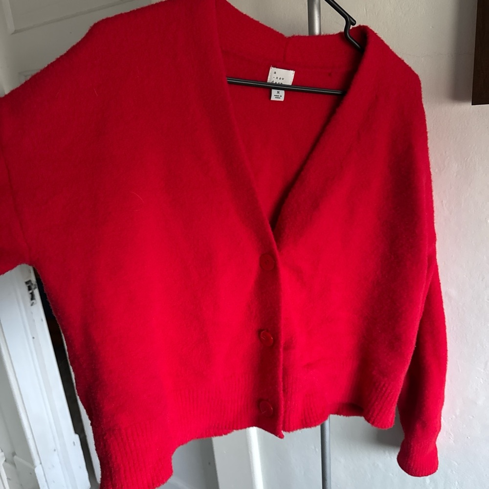a new day Women's Bright Red Cardigan